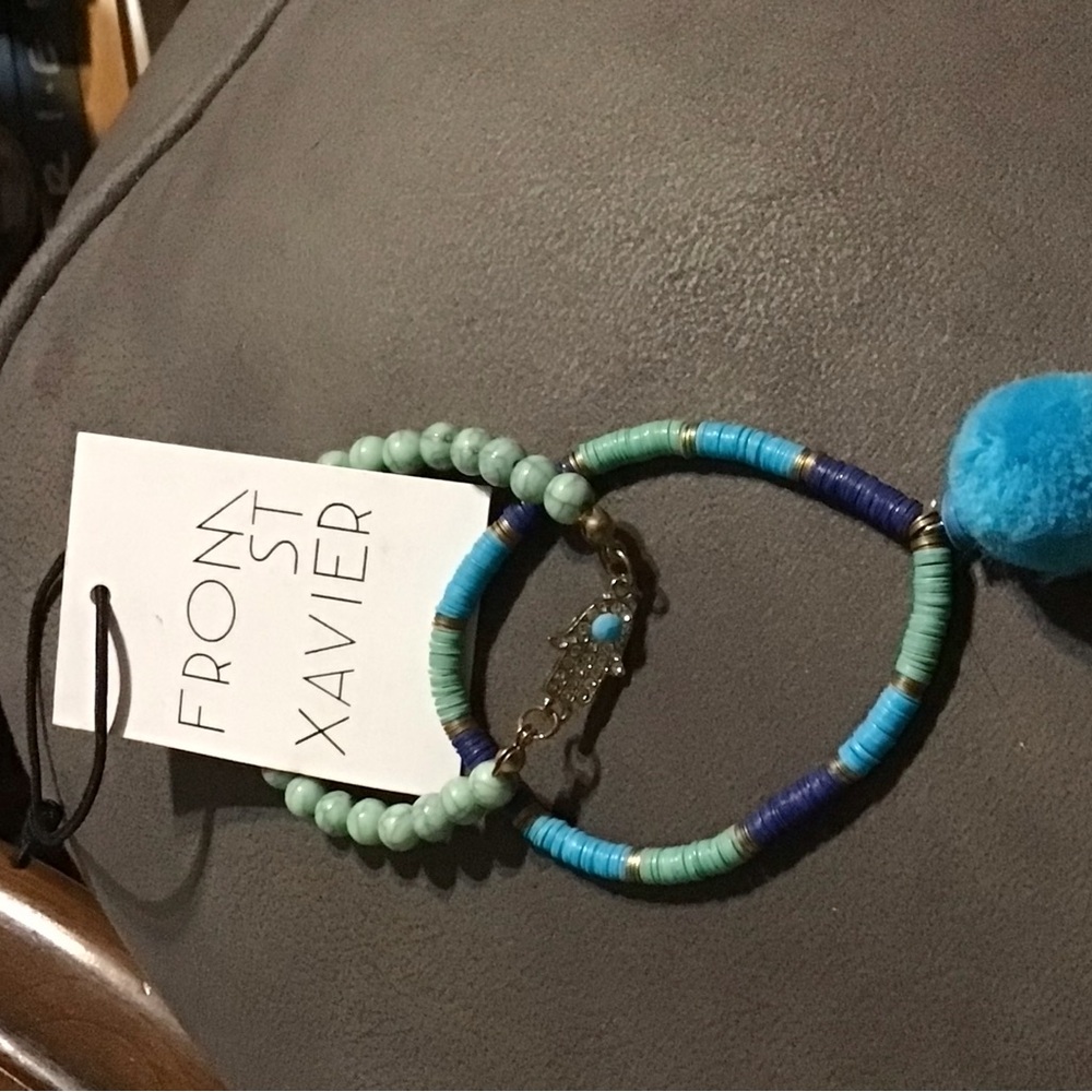 Blue and Green Beaded Bracelet